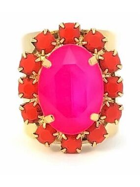 Tova Suki Gold Ring in Electric Pink Center